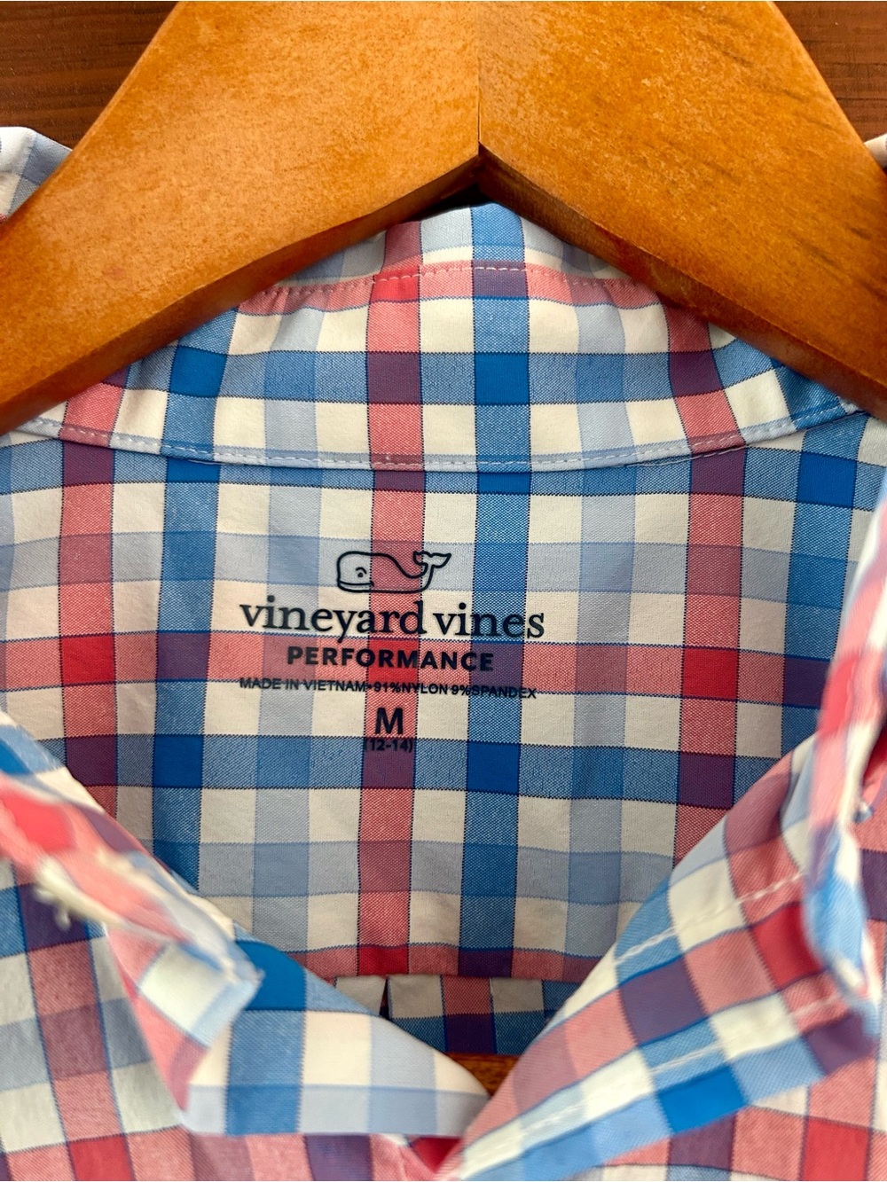 Vineyard Vines Performance Boys' Bermuda Pink & Blue Check Poplin Shirt - Picture 9 of 9